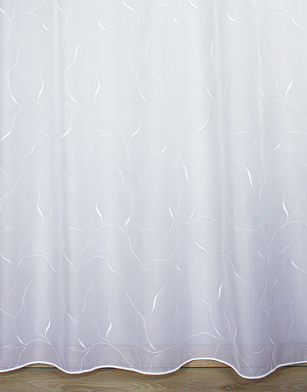 White embroidered sheer by the yard