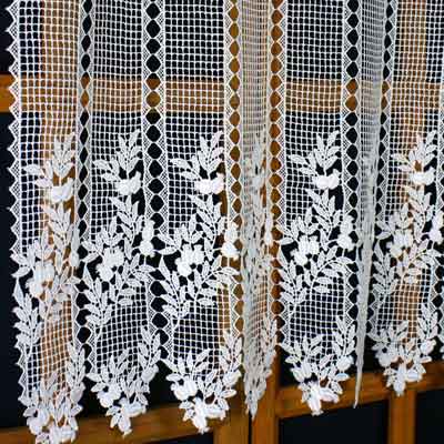 White great height macrame cafe curtain