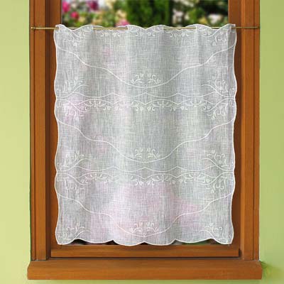 Eglantine white  embroidered window curtains