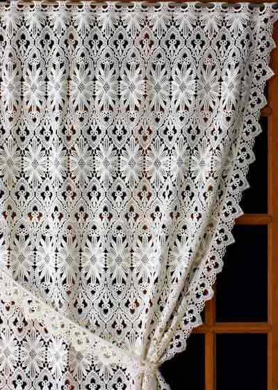 Traditional macrame lace curtain