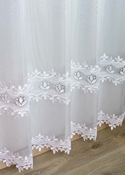 Custom made Anna macrame lace & sheer curtain