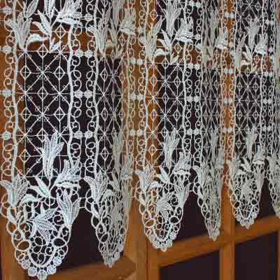 Floral themed macrame lace cafe curtain