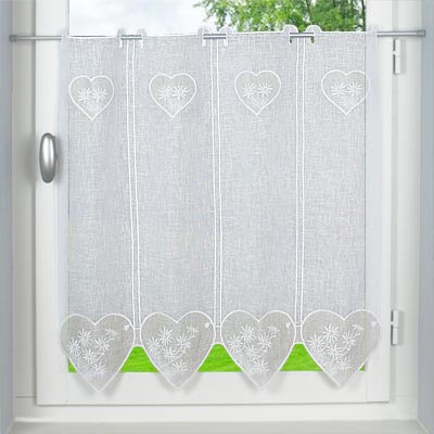 Edelweiss heart embroidered cafe curtain